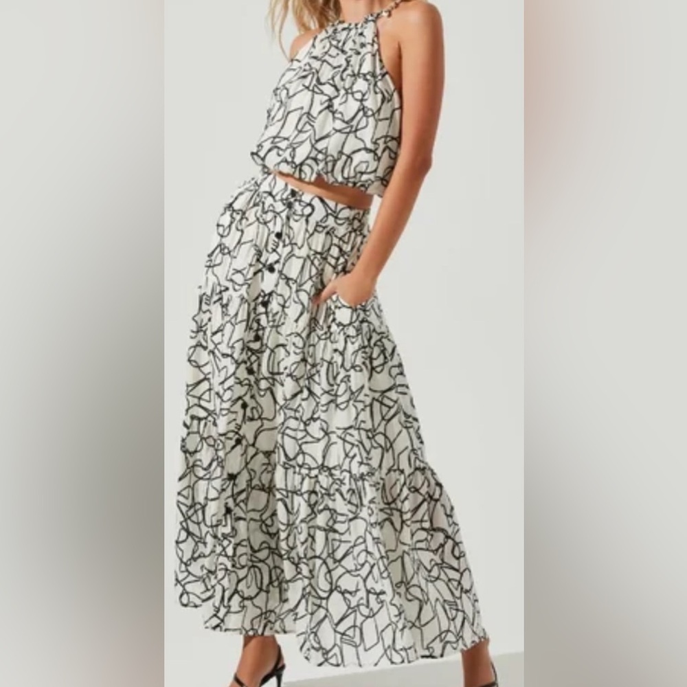 ASTR Black and White Maxi SKIRT &  TOP sold as a set!